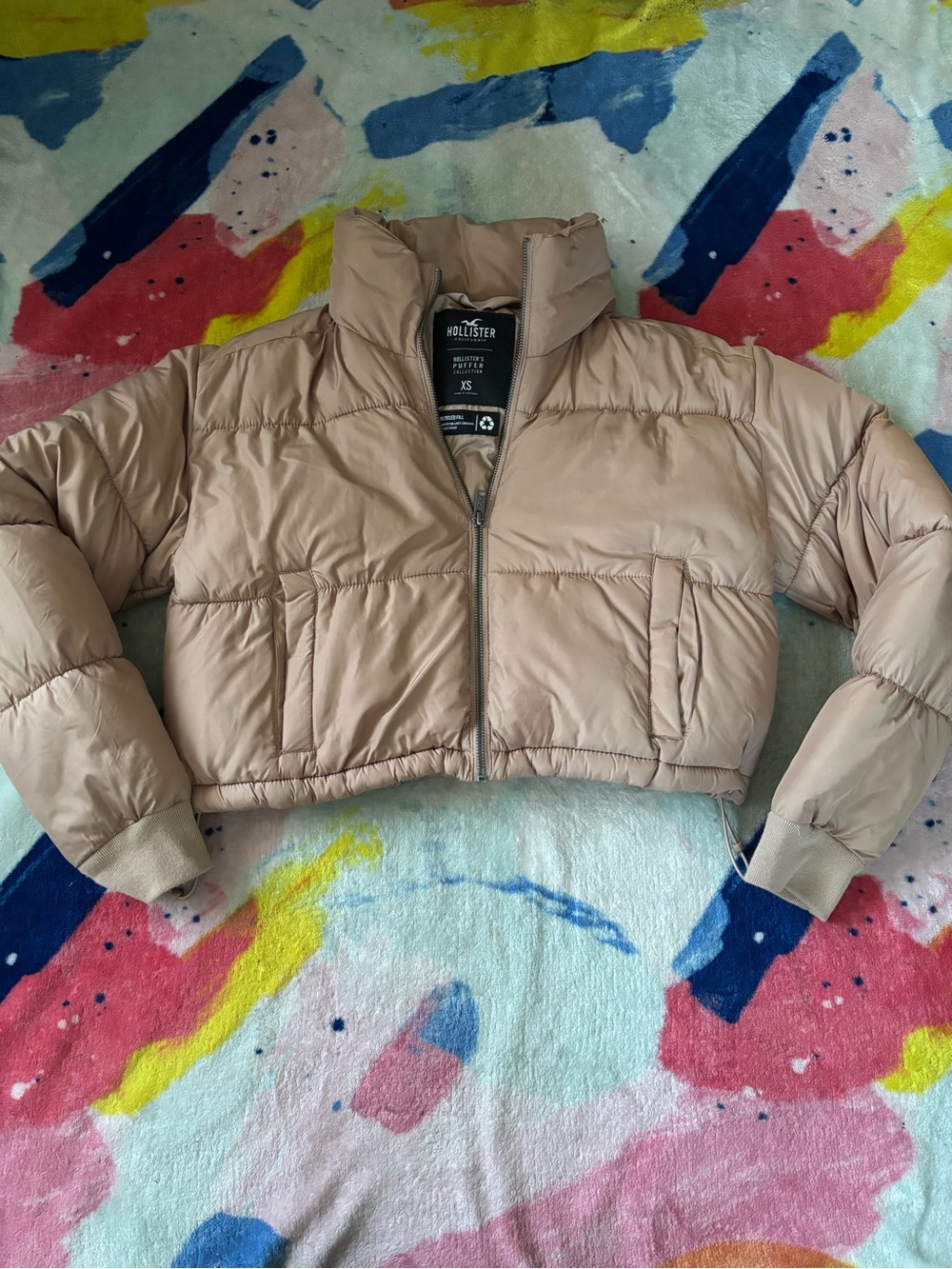 Hollister Cropped Puffer Jacket - Blush Pink